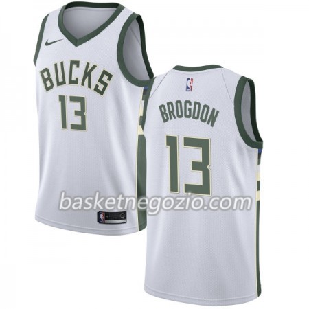 Canotte Uomo Milwaukee Bucks Malcolm Brogdon 13 Nike 2017-18 Bianco Swingman